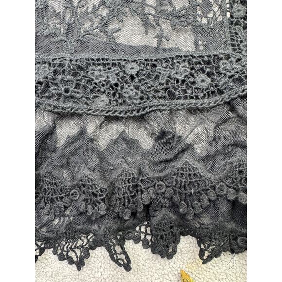 Black Sheer Fairy Witchy Lace Goth Whimsigoth Top Womens XSmall Romantic Y2K - Picture 5 of 10